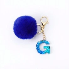 1 件創意樹脂英文字母設計鑰匙扣,帶有碎石、鋁箔、蝴蝶和流蘇裝飾,是送給姐妹、好朋友、女性朋友的完美禮物 - 彩色 - 查看 6