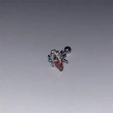 Fashionable Vintage Gothic-Style Red Heart Snake Devil Cross & Rhinestone Decor Stainless Steel Stud Earrings, Sweet And Cool Jewelry Punk Accessories For Women - Multicolor - View 13