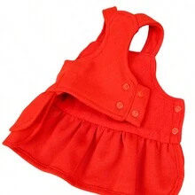 1入狗狗貓咪紅色連胸帶和皮帶的裙子，軟調節式狗狗坦克裝飾胸帶，方便控制透氣反光條紋夾克帶蝴蝶結，適用於幼犬泰迪貴賓獒犬和小型中型犬 - 紅色 - 查看 5