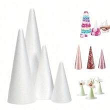 1 pieza Cono de espuma sólida blanco grande para decorar, escenas de cumpleaños y obras de arte DIY con material de espuma de poliestireno - Blanco - Ver 1