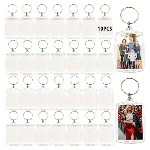 10pcs Transparent Rectangle & Curved Acrylic Picture Frame Keychains With Blank Insert For Double Sided Photo Diy Pendant Decoration Casual Souvenir Car Accessories Bag Charm Backpack For School Cute Goth Y2k Halloween Accessories Teachers Day Christmas Gift Ideas Bag Accessories Lanyards With Id Holder Car Accessories Bag Charms