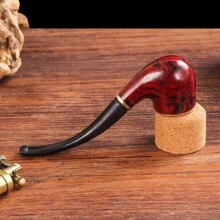 1 pezzo Pipa da fumo in rame di stile portatile aromatica in resina, unisex, per principianti, come regalo per le vacanze, con retina per l'essiccazione e raschietto, forniture per il ritorno a scuola