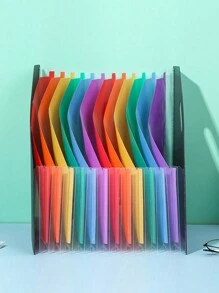 13隔層可擴大a4檔案夾,可攜式手風琴式文件整理器,適用於學校文件和辦公室用品,帶有扣環 - 黑色 - 查看 10