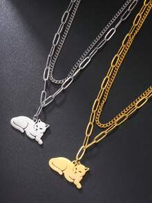 1個女性不鏽鋼時尚貓咪吊墜項鍊,動物愛好者的禮物 - 時尚系列 - 查看 2