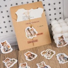 1box 46pcs Cute Cat Stickers For Decorating Bullet Journals, Scrapbooks, Diaries, Envelopes, And Sealing - Coffee Brown - View 9