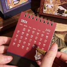 1入組2024兔小桌曆,可愛卡通創意桌面小挂 - 紫色 - 查看 11