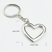 1pc Ladies' Silver-Color Simple Hollow-Out Heart Shape Zinc Alloy Car Keychain, Bag Pendant, Couple Gift, Key Ring, Wallet Accessory, Suitable For Mother'S Day, Father'S Day, Best Friends Day, Valentine'S Day Gift - Silver - View 2