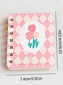 1pc Random Mini Portable Pocket Notebook, Vintage Floral Cute Small Notebook, A7 Size, 80 Pages, Cute Stationery, Scrapbook Diary, Suitable For Students - Pink - View 2