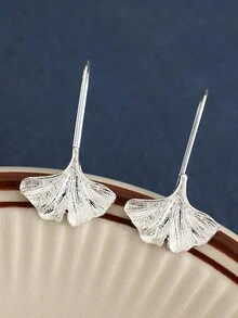 2入組時尚極簡合金樹葉造型耳環,適合女性日常佩戴 - 樹葉 - 查看 5