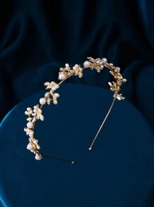 1件优雅精致的金色皇冠公主头饰，适合日常佩戴、婚礼、派对，可用作头饰或皇冠，也是情人节配饰。 - 金色 - 查看 3