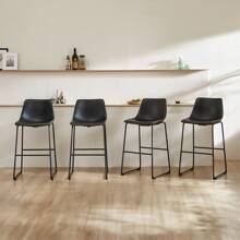 Sweetcrispy Leather 30 Inch Leather Counter Height Bar Stools Bar Stools Set Of 2