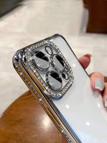Luxury Electroplated Rhinestone Shiny Silver Phone Case Compatible With IPhone 16 Pro Max, 16, 16 Pro, 16 Plus, 16E, 15, 15 Pro Max, 15 Pro, 15 Plus, 11, 12, 13, 14 Pro Max, XS, XR, 11 Pro, 11 Pro Max, 12 Pro, 12 Pro Max, 13 Pro, 13 Pro Max, 7 Plus, 14 Pro, 14 Pro Max, 14 Plus, 7 Plus, 8 Plus, 8, SE2 Soft Case, Minimalistic Design