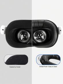 Facial Interface & Face Cover Pad & Removable Nose Guard For Oculus Quest 2, Sweat-Proof PU Foam Cushion - VR Accessories For Meta Quest 2 - Black - View 5