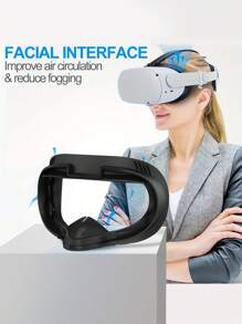 Facial Interface & Face Cover Pad & Removable Nose Guard For Oculus Quest 2, Sweat-Proof PU Foam Cushion - VR Accessories For Meta Quest 2 - Black - View 1