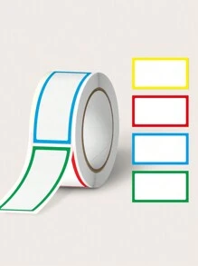 250pcs/1 Roll 4-Color Name Label Stickers,Multicolor Blank Name Stickers For Classification, School Teacher Office File Stationery Stickers - Multicolor - View 1