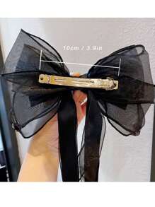 1入黑色蝴蝶結馬尾巾髮夾,優雅、高端,適合女性日常穿搭 - 黑色 - 查看 4