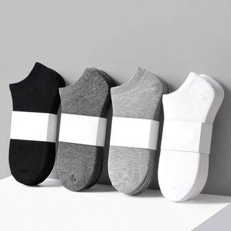 1/5 Pairs Solid Black, White, Gray Mid-Calf Tennis Socks, Odor-Resistant Short Tennis Socks, Suitable For Spring Summer Autumn