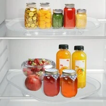 1pc 360° Rotating Rectangular Fridge Storage Box, Ideal For Cabinets, Tabletops, Pantries, And Kitchens - Clear - View 9
