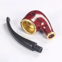 1 pezzo Pipa da fumo in rame di stile portatile aromatica in resina, unisex, per principianti, come regalo per le vacanze, con retina per l'essiccazione e raschietto, forniture per il ritorno a scuola