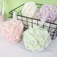 Lace Edged Bath Ball With Massage Function, Bubble Making And Soft Fibers, Scented And Durable, Bath Accessory - White - View 9