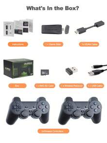 AIWOXING 无线复古游戏机，复古游戏棒，内置 9 个模拟器，20,000 多个游戏，4K 输出，以及用于电视即插即用的 2.4GHz 无线控制器，重温经典游戏（64 G） - 黑色 - 查看 7