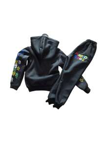 Conjunto Pans Pants Bros Sudadera Marito Niño Luigi - Negro - Ver 6
