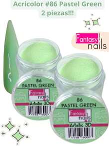 2 Piezas #86 Pastel Green Acrilico Acricolor 3D para uñas Manicura  8 gramos- Fantasy Nails. - verde menta - Ver 1