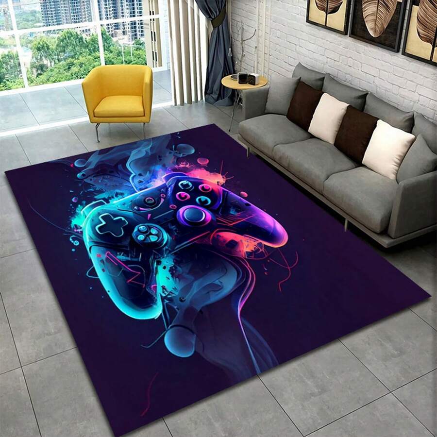 1 Pieza Alfombra En Forma De Controlador De Juegos Para Decoración Del Hogar En El Dormitorio O Sala De Estar - Multicolor - Ver 1