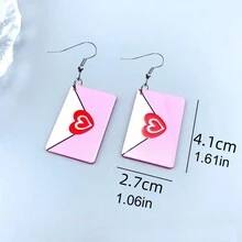 情人节耳环 可爱心形嘴唇情书亚克力吊坠耳环 适合女孩 - 01 - 查看 13
