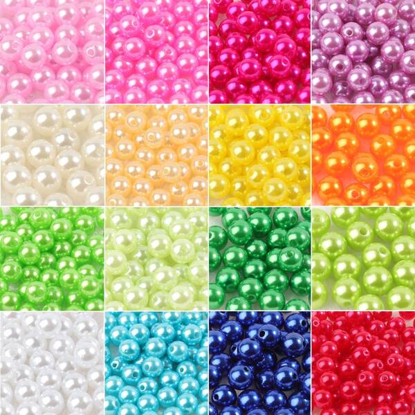Fausses Perles Rondes Colorées En Acrylique, Perles D'espacement Amples Pour La Fabrication De Bijoux, Bracelet Et Collier, 4/6/8/10mm