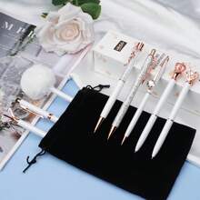 8 Pieces Ballpoint Pen Set Metal Crystal Diamond Pen Glitter Pen For Journaling Black & Blue Ink Pretty Cute Writing Pens Fancy Pens Gifts For Women Office Home Suitable For Pupils, Students, Colleges - 白色 - 查看 7