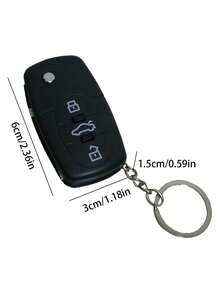 1入黑色惡作劇電擊汽車鑰匙扣,三合一鑰匙扣掛件,惡作劇玩具逼真電擊設計汽車鑰匙 - 黑色 - 查看 5