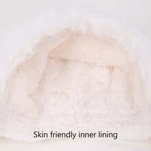 1pc Infant Winter Warmth Fluffy Knitted Hat With Strap - Hot Pink - View 4