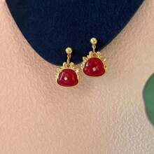 1 對 2024 新年風格女士女孩合金材質吊墜耳環,可作為節日日常佩戴的禮物 - EXQ10343-3 - 查看 3