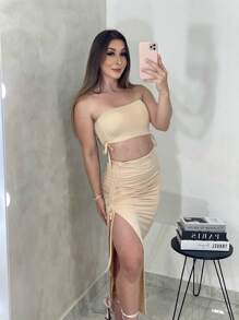 Women Two-Piece Outfits - 米色 - 查看 3