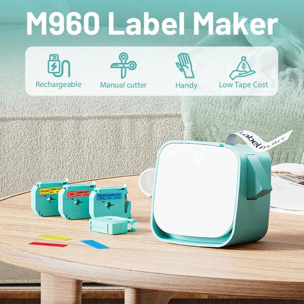 M960 Mini Label Maker With Tape Portable Bluethooth Label Printer Sticker Inkless Impresora