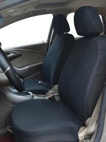 通用7座汽車座椅套裝,包括4個前座椅套,1個後靠背套,1個後座椅套和7個靠墊套。使用2毫米海綿墊,採用滌綸布製作,適用於四季 - 黑色 - 查看 2