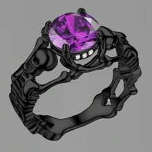Gothic Đồ trang sức Tím Đỏ  Đen Pha lê Duy nhất Đen Sọ Nhẫn Đối với phụ nữ Quà tặng Giáng sinh - Màu tím - Xem 1