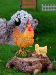 1件裝逼真的公雞母雞雕塑,適用於diy微型花園裝飾,樹脂卡通雞裝飾品 - 母雞 - 查看 4
