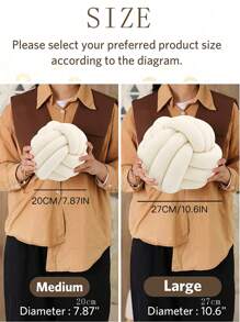 1pc Yarn Ball Shaped Decorative Pillow - White - View 8
