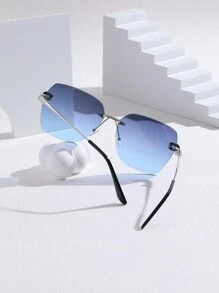 1入組男士藍色時尚飛行員框架太陽眼鏡,適合開車,旅行,遠足,防曬和防風 - 藍色 - 查看 3