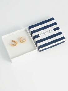 禮盒裝包裝的14k鍍金紫銅簡約圓形耳釘,適合女士低過敏性,是珠寶禮品和日常佩戴的理想選擇,也是情人節禮物 - 彩色 - 查看 7