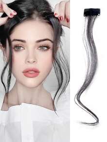 Synthetic Hair Bangs Clip Front Side Long Bangs Fake Bangs Clip In Hair Extensions Accessories (For Women) - Black - View 1