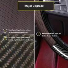 YuliSpy New Arrival Car Napa Leather Steering Wheel Cover - 15 Inches Universal 3d Carbon Fiber Steering Wheel Cover, Neutral, Soft, Breathable And With Silicone Anti-Slip Design - Claret - View 4