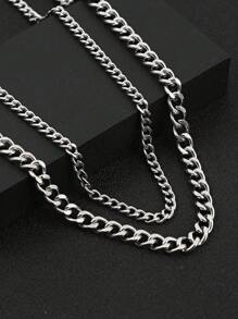 2入組/套不銹鋼基本極簡男士項鍊套裝