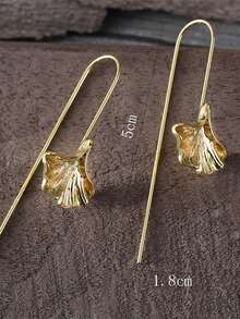 2入組時尚極簡合金樹葉造型耳環,適合女性日常佩戴 - 樹葉 - 查看 8