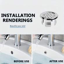 1pc Plastic Bathroom Kitchen Basin Sink, Overflow Cover Ring Insert Replacement, Chrome Hole Round Drain Cap, Basin Accessory