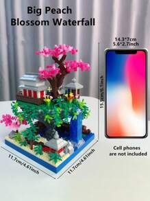 Weihnachtsdekoration Pfirsichblüten-Teich Micro Mini Bauklötzchen Set Chinesische berühmte Fabel Architekturmodell Wunderland Pfirsichblüten-Teich Bauklötzchen Spielzeug Selbstbau Dreidimensionales Puzzle zum Entspannen Heim Dekoration Ornament Geburtstagsgeschenk Einzelstück Raumdekoration