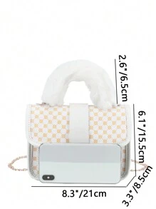 1 Peça Bolsa Plush Impressa Vintage Para Menina, Bolsa De Metal Fofa Com Alça Transversal, Bolsa Móvel Casual, Escolha Ideal Para Presentes