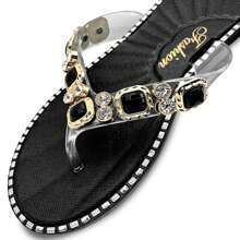 Shendy Vendy Elegant Sandal With Shiny Crystals Rhinestones - Black - View 7